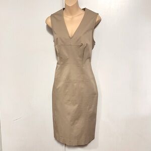 Body By Victoria Dress Khaki Size 10 Bodycon Structure Cotton Blend MIDI Office